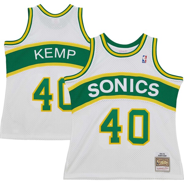 Men's Seattle SuperSonics Shawn Kemp Mitchell & Ness White 1994/95 Hardwood Classics Swingman Jersey