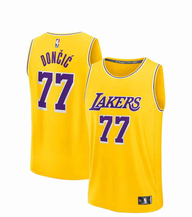 Nike Adult Los Angeles Lakers Luka Doncic #77 Yellow Icon Jersey-DaPrintFactory