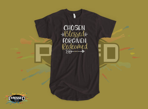 Chosen Blessed Forgiven Redeemed (T-Shirts)-DaPrintFactory